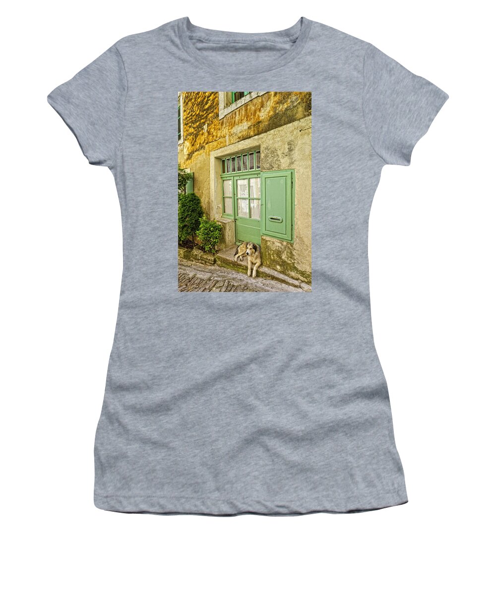 Dog Women's T-Shirt featuring the photograph Famille de attente dans Gordes by Fred J Lord