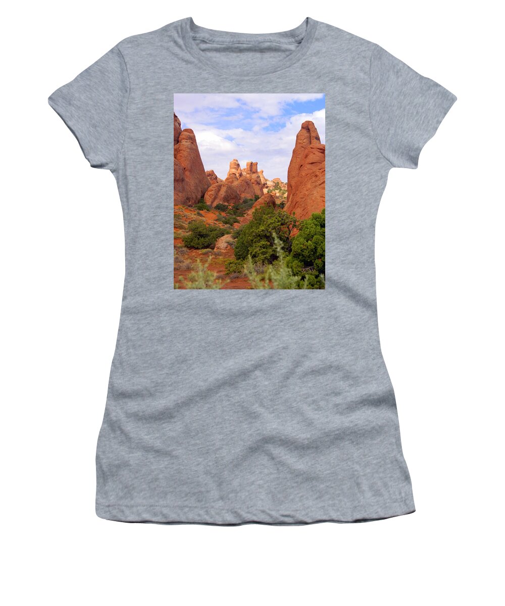 Arches National Park Women's T-Shirt featuring the photograph Fins by Marty Koch