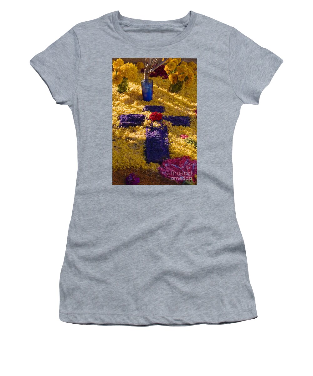Mexico Women's T-Shirt featuring the photograph Flower Cross - Day of the Dead by Craig Lovell