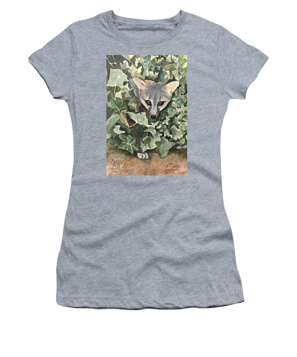 Ivy Women's T-Shirt featuring the painting Fox 'n Ivy by Frank SantAgata