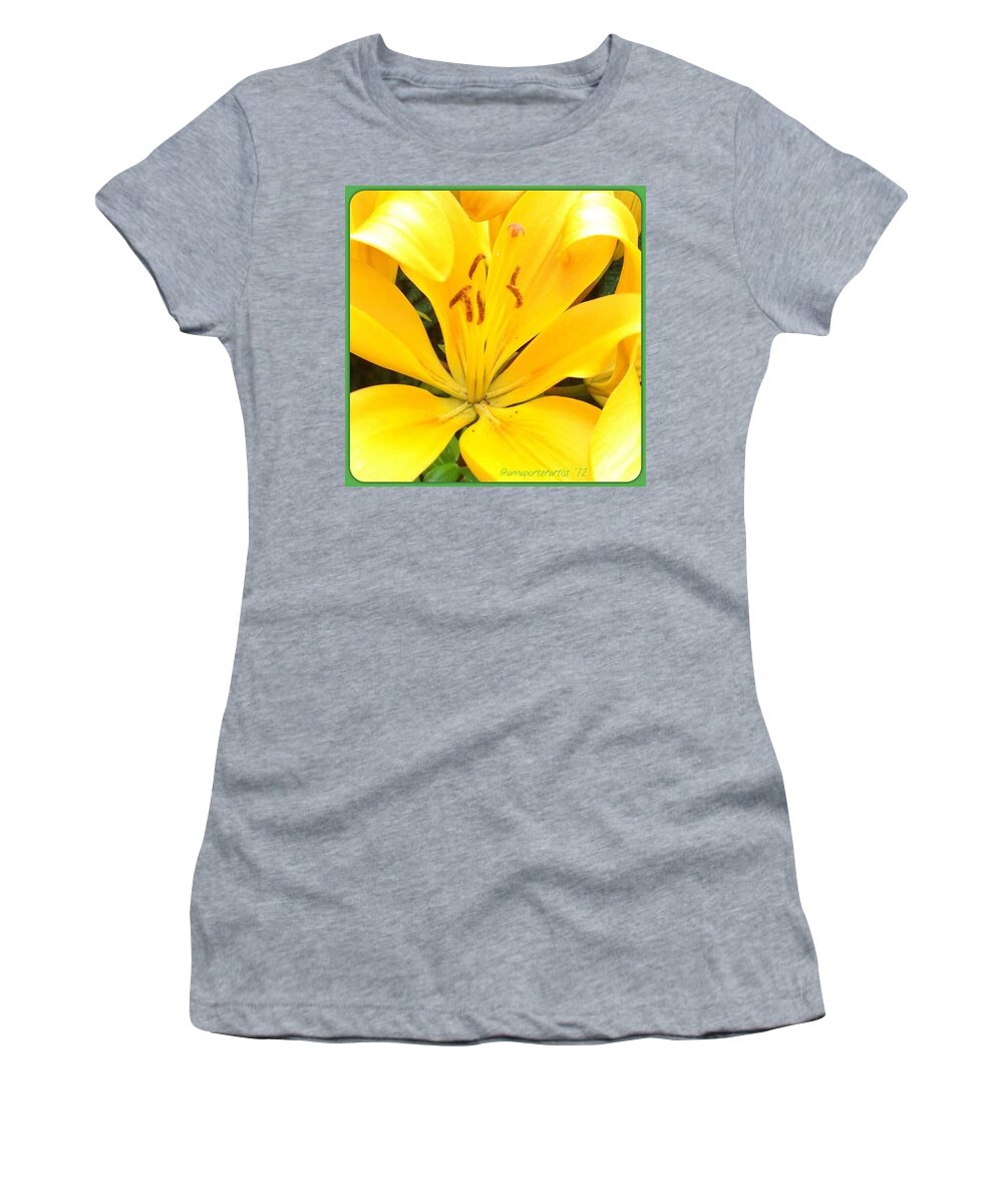 Beautiful Women's T-Shirt featuring the photograph Golden Lily #yellow #lily #sunny by Anna Porter