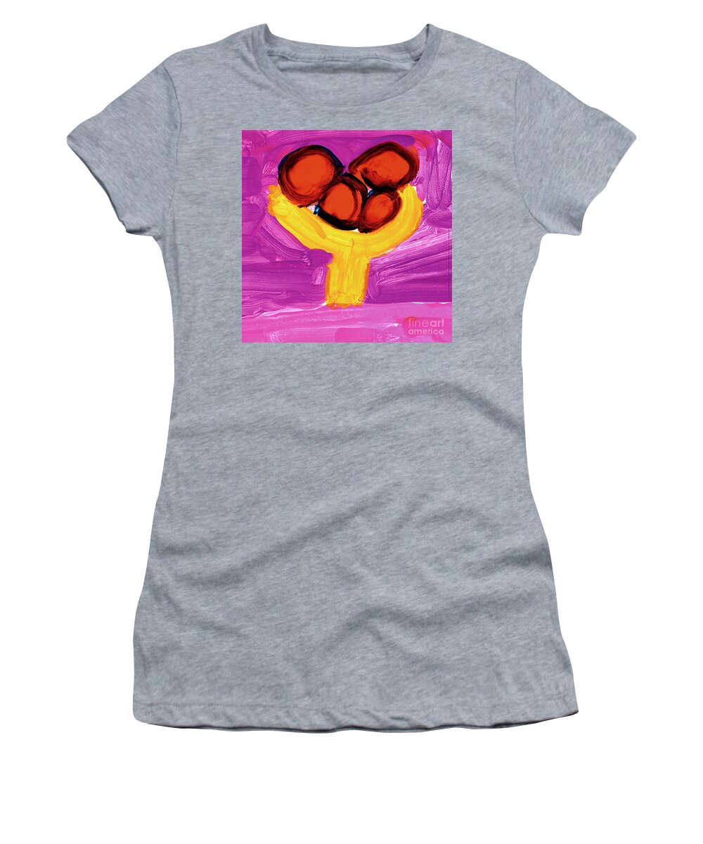 Apples Women's T-Shirt featuring the painting Happy Fruit by Cortland Bobczynski Age Six