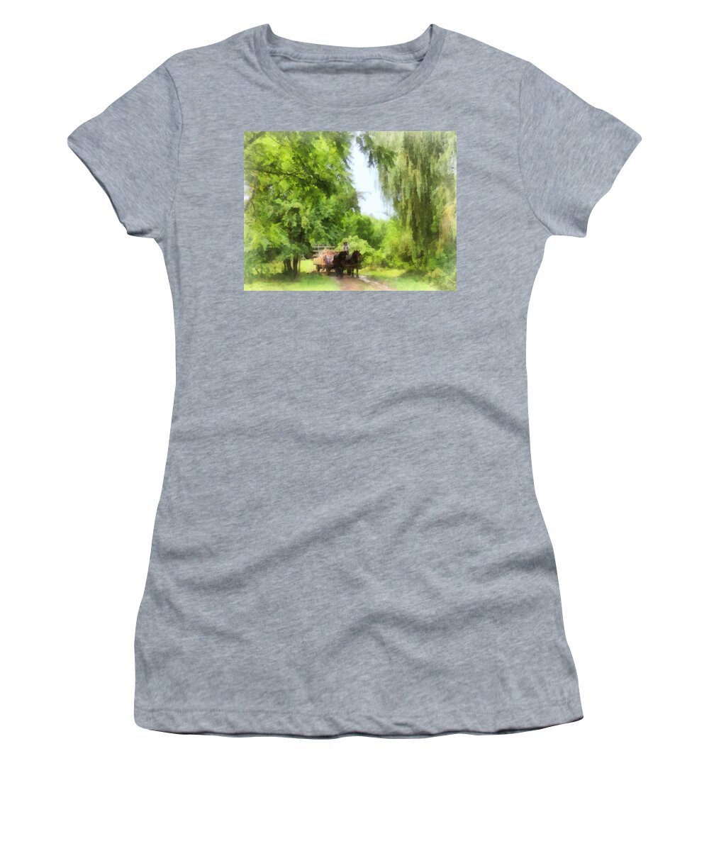 Hayride Women's T-Shirt featuring the photograph Hayride by Susan Savad