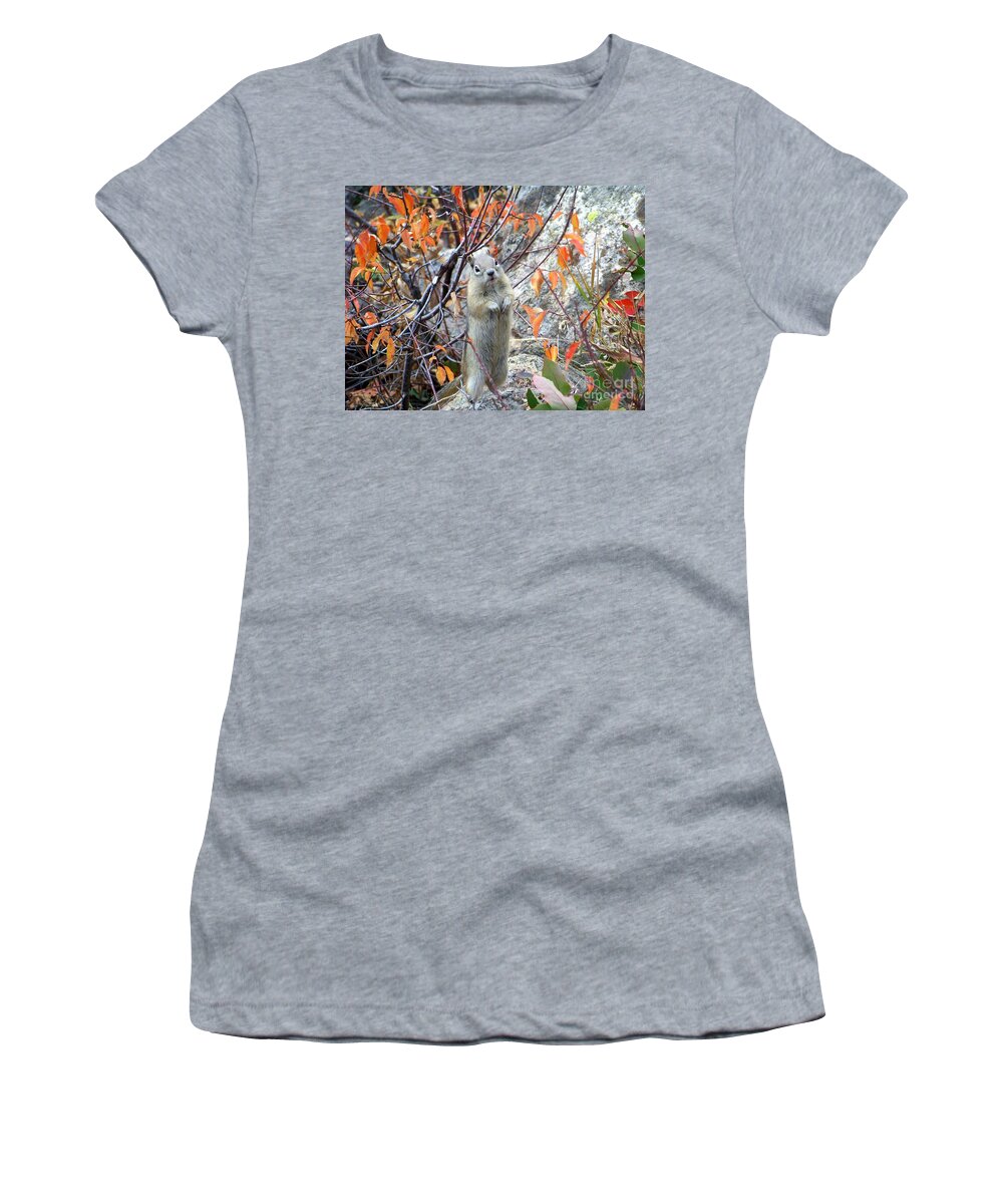 Ground Squirrel Women's T-Shirt featuring the photograph Hey There by Dorrene BrownButterfield