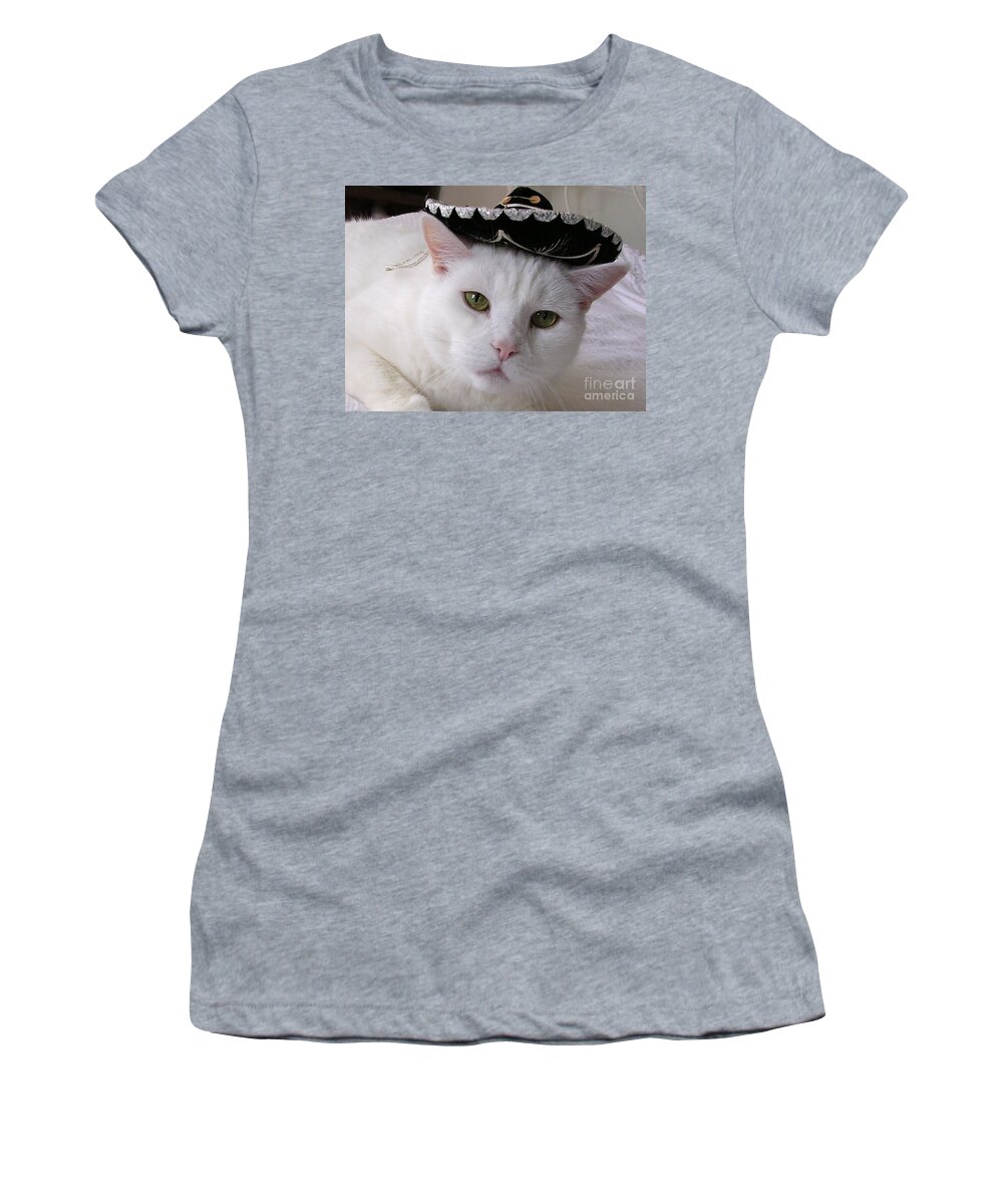 Cat With Sombrero Women's T-Shirt featuring the photograph Hooray For Cinco de Mayo by Byron Varvarigos