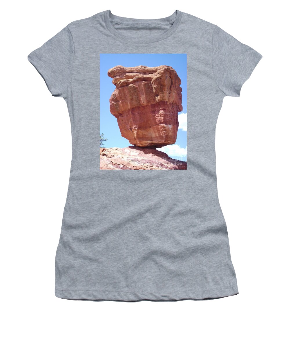 Garden Of The Gods Rock Formation Women's T-Shirt featuring the photograph How Is This Possible? by Michelle Welles