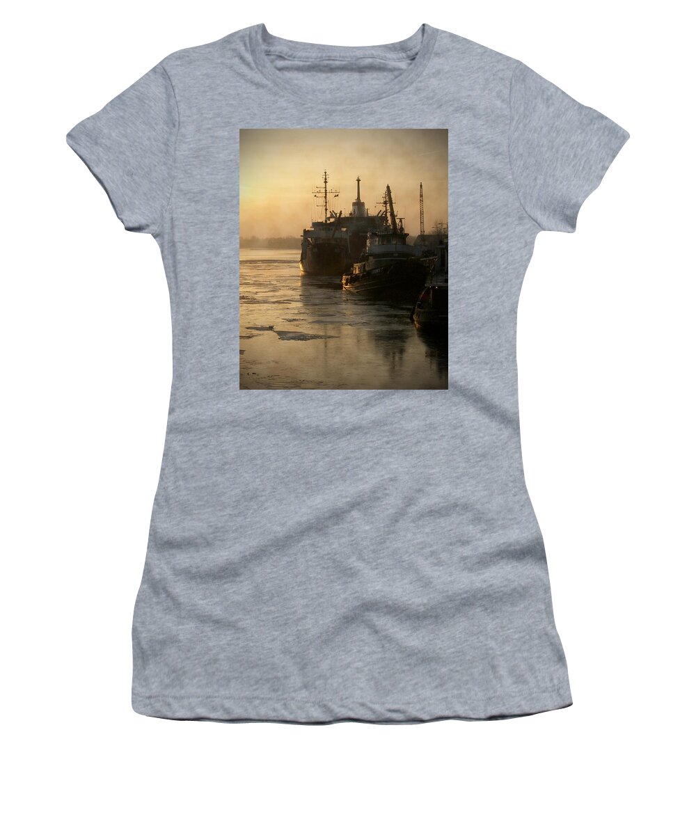 Boats Women's T-Shirt featuring the photograph Huddled Boats by Tim Nyberg