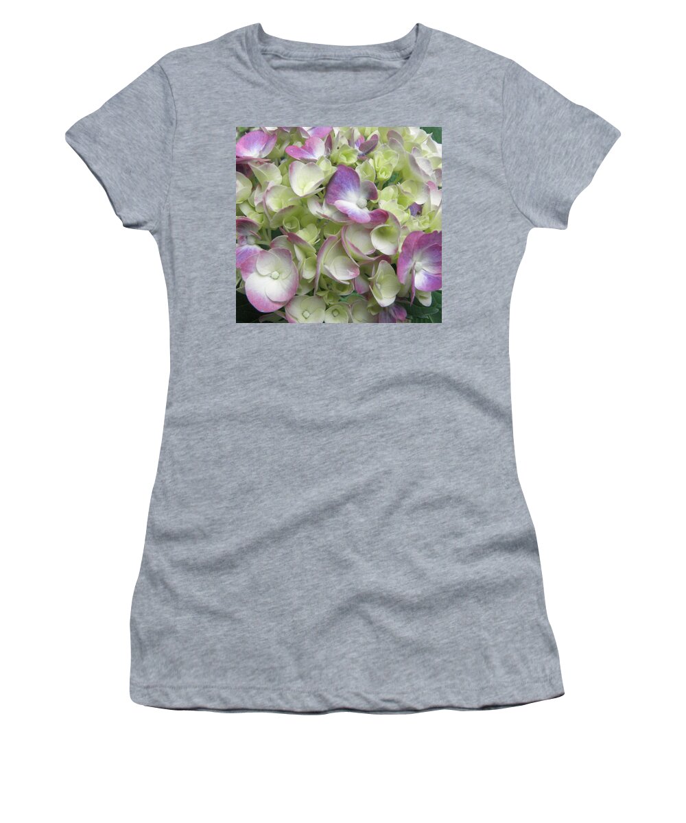 Pedals Women's T-Shirt featuring the photograph Hydrangea Pedals Galore by Kim Galluzzo