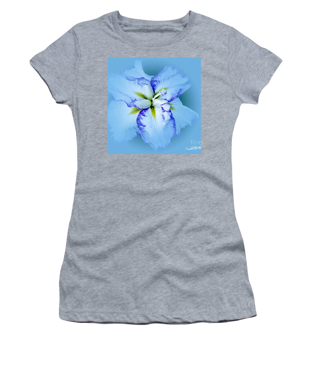 Iris Women's T-Shirt featuring the photograph Iris in Blue by Carol F Austin