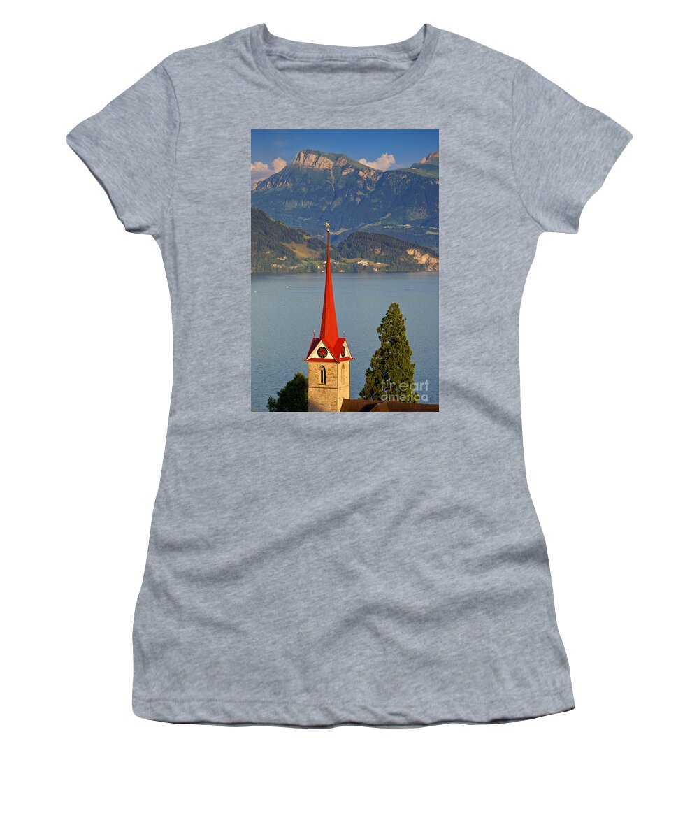 Saint Women's T-Shirt featuring the photograph Lake Lucerne by Brian Jannsen