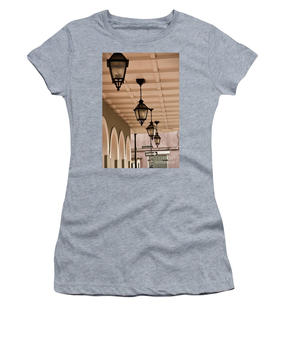 New Orleans Women's T-Shirt featuring the photograph Lamps by Leslie Leda