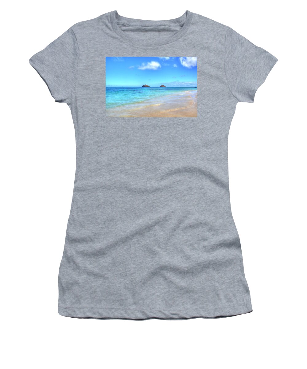 Mokulua Islands Women's T-Shirt featuring the photograph Lanikai Beach Oahu Hawaii by Kelly Wade