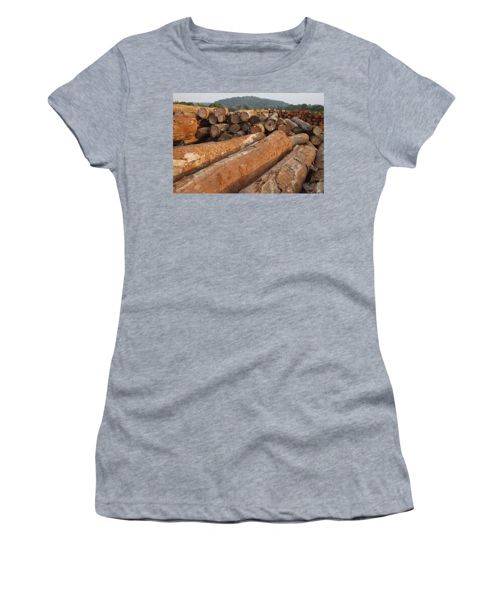 Mp Women's T-Shirt featuring the photograph Logged Timber From The Tropical by Cyril Ruoso