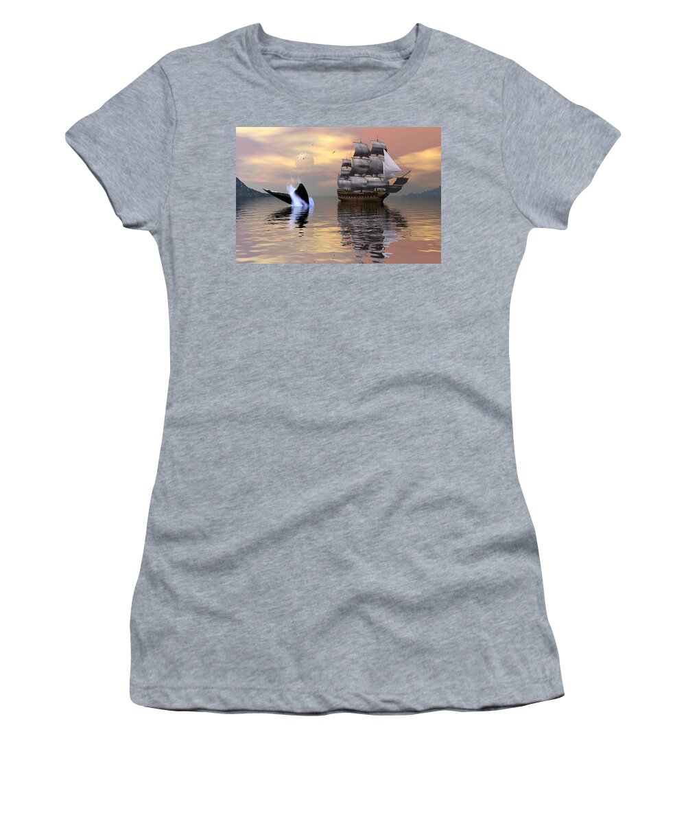 Digital Women's T-Shirt featuring the digital art Looking for Moby Dick by Claude McCoy