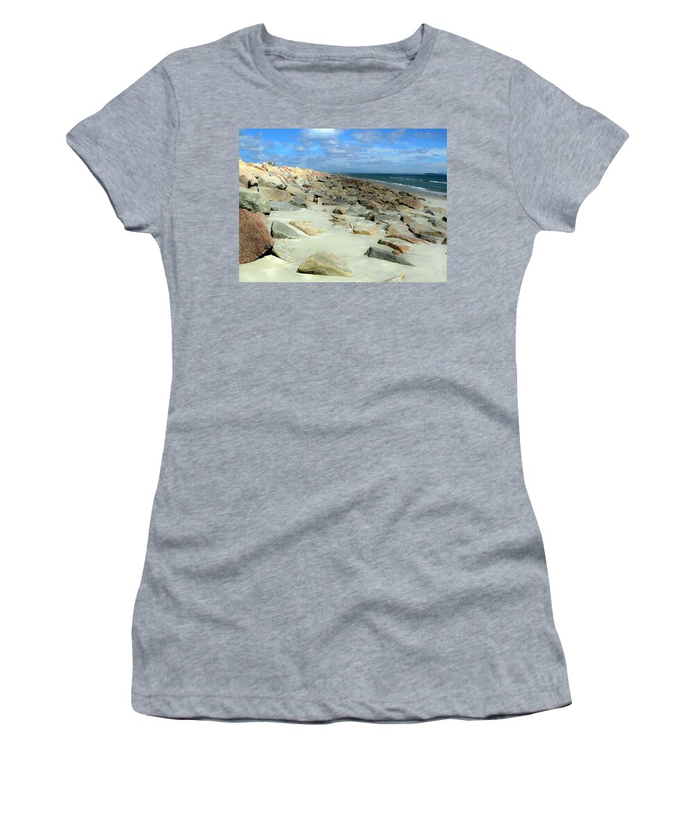 Beach Women's T-Shirt featuring the photograph Low tide by Janice Drew