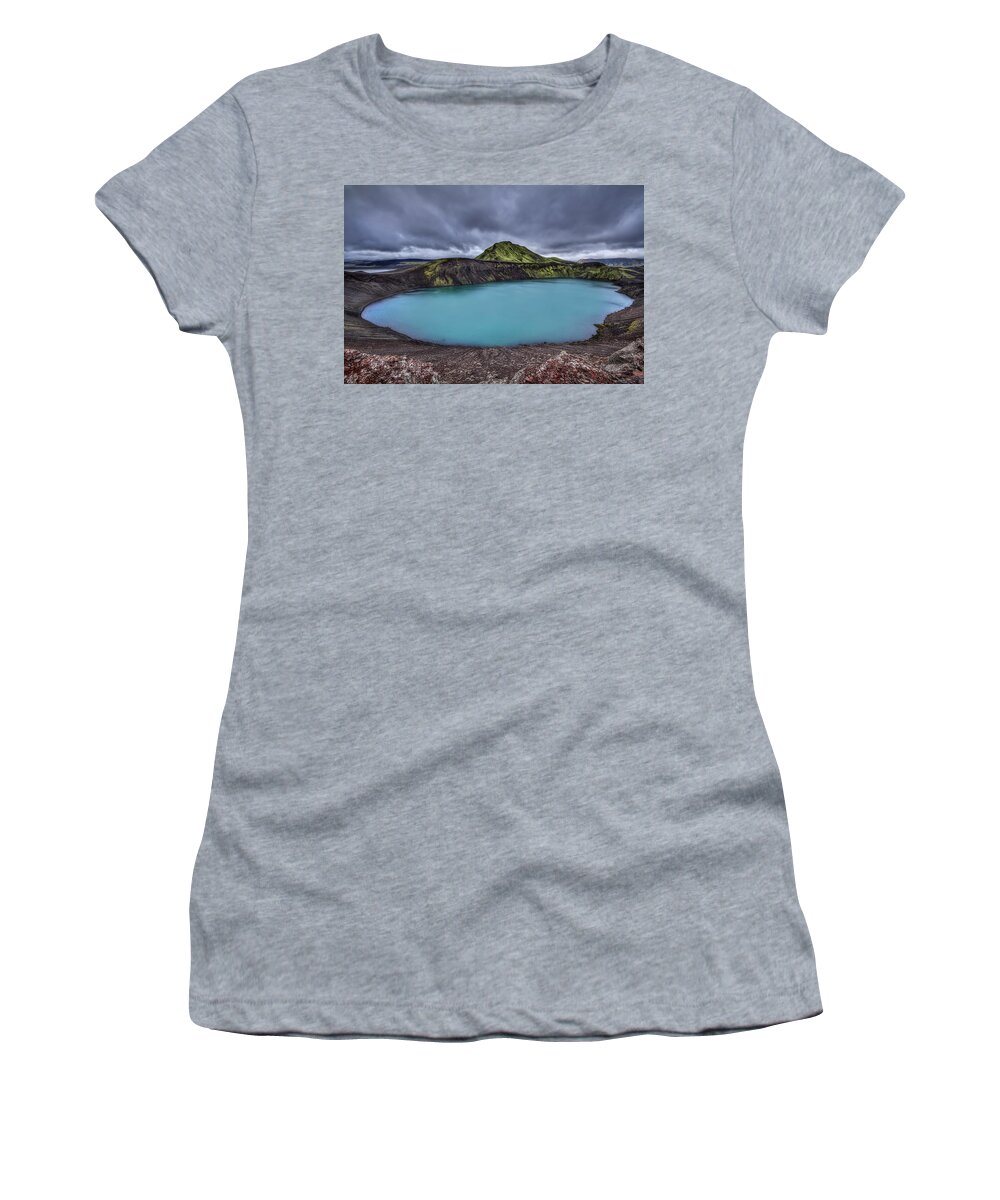 Hnausapollur Women's T-Shirt featuring the photograph Majesty Of The Lake by Evelina Kremsdorf