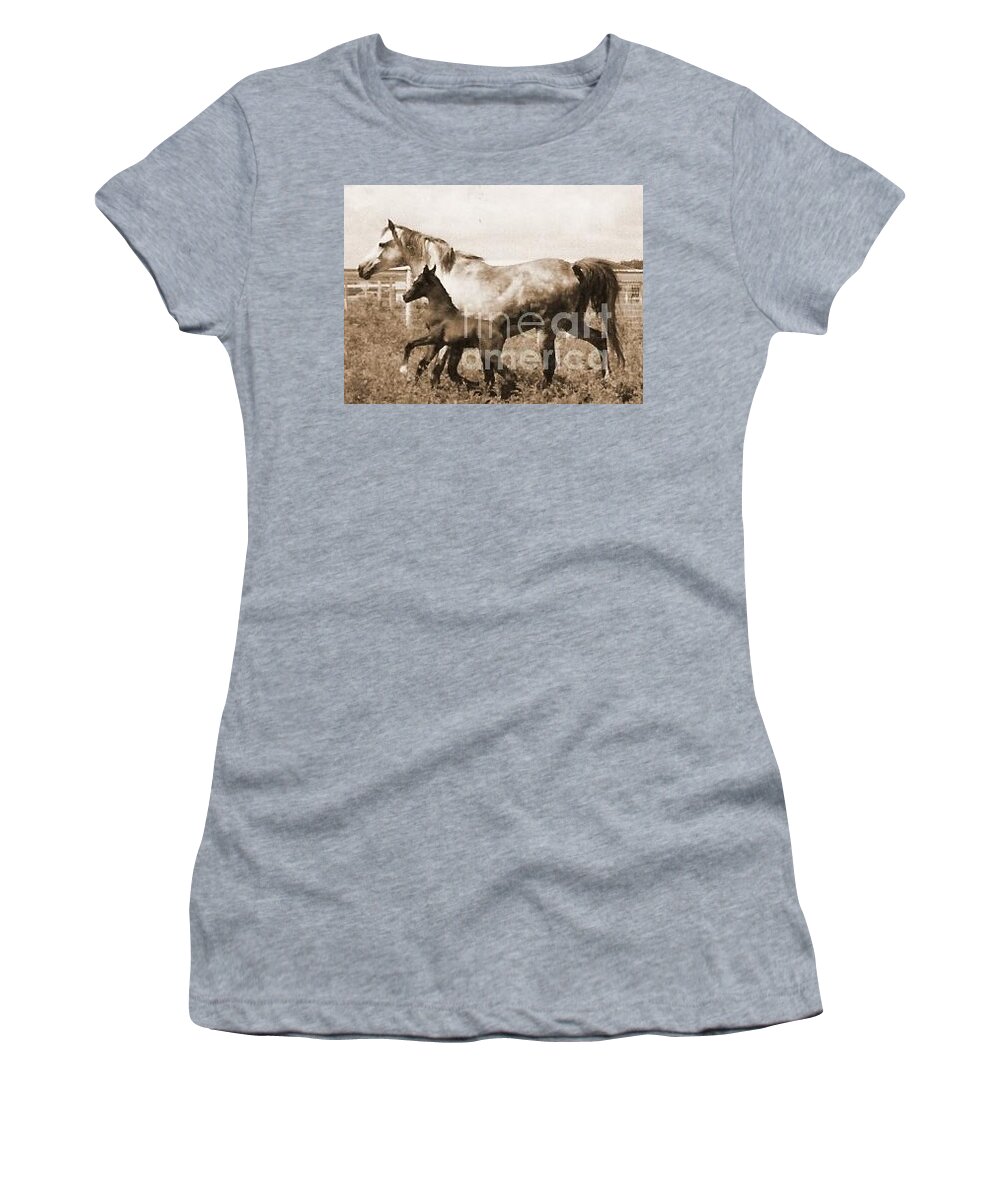 Mare Women's T-Shirt featuring the photograph Mare and Foal by Vonda Lawson-Rosa