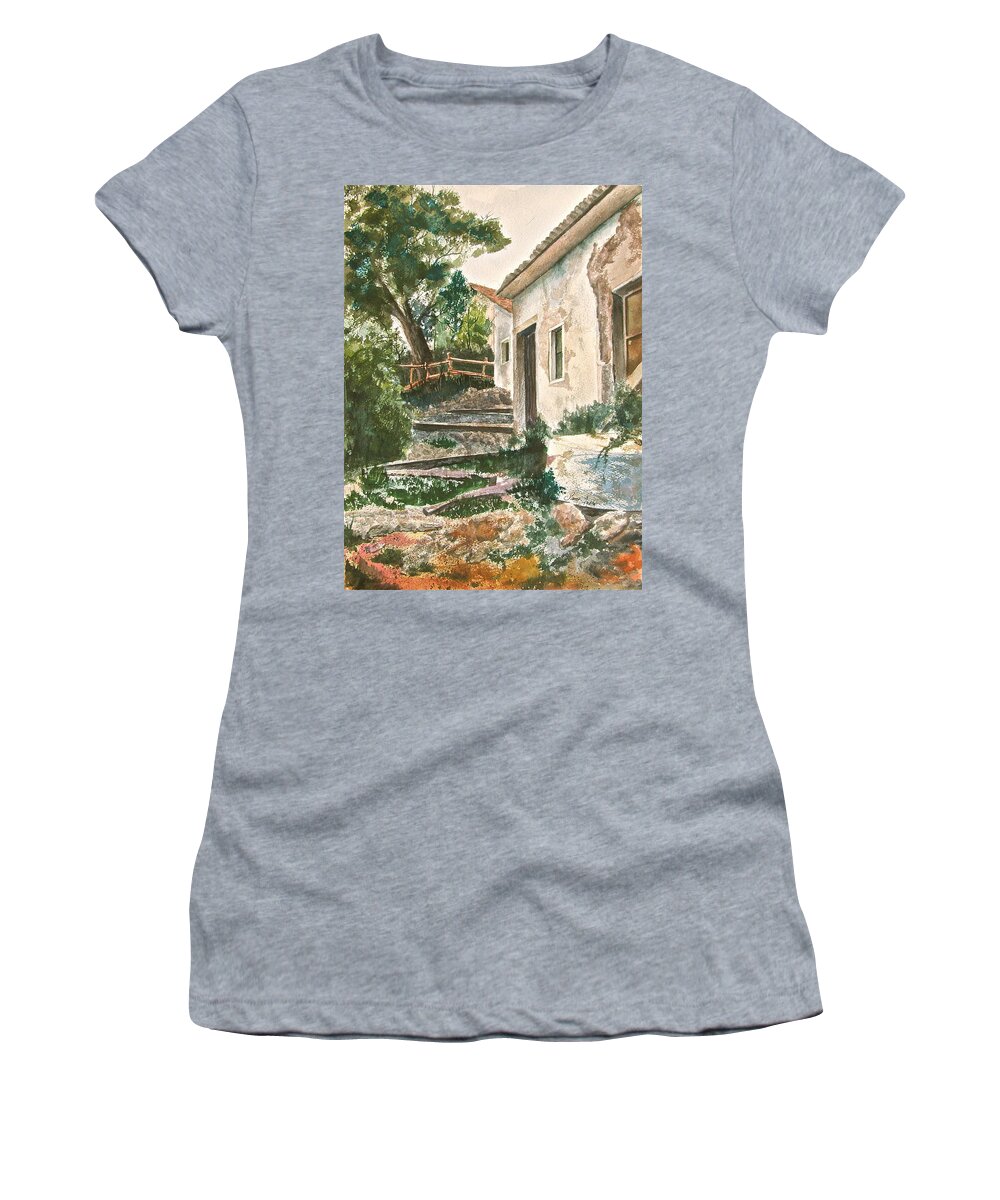 Greece Women's T-Shirt featuring the painting Millstone Aria by Frank SantAgata