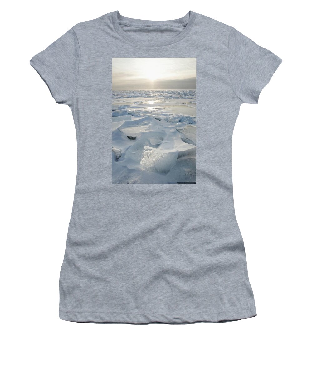 Lake Women's T-Shirt featuring the photograph Minnesota, United States Of America Ice by Susan Dykstra