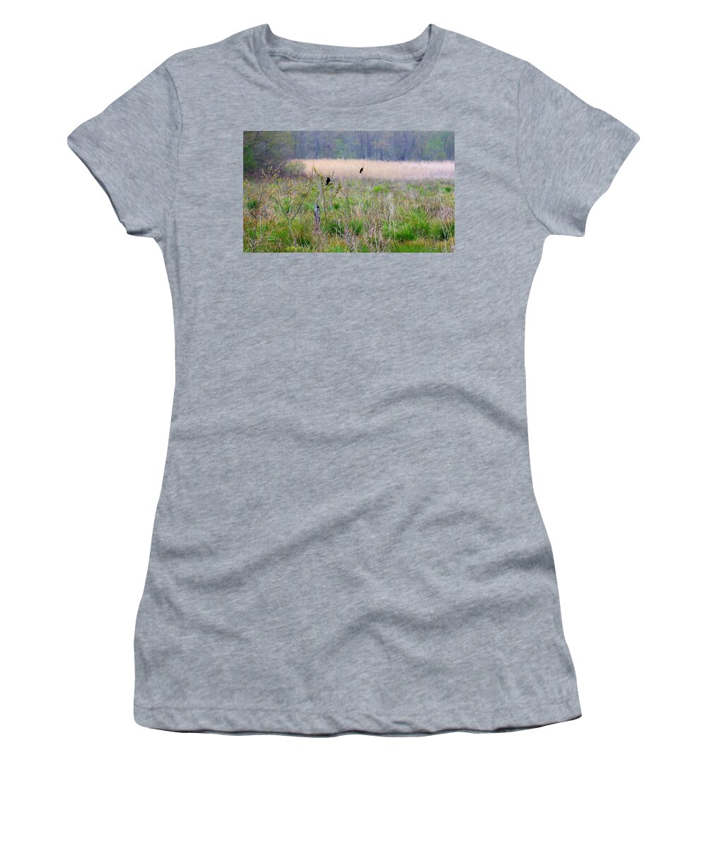 Marshland Women's T-Shirt featuring the photograph Nature On The Marsh by Kim Galluzzo