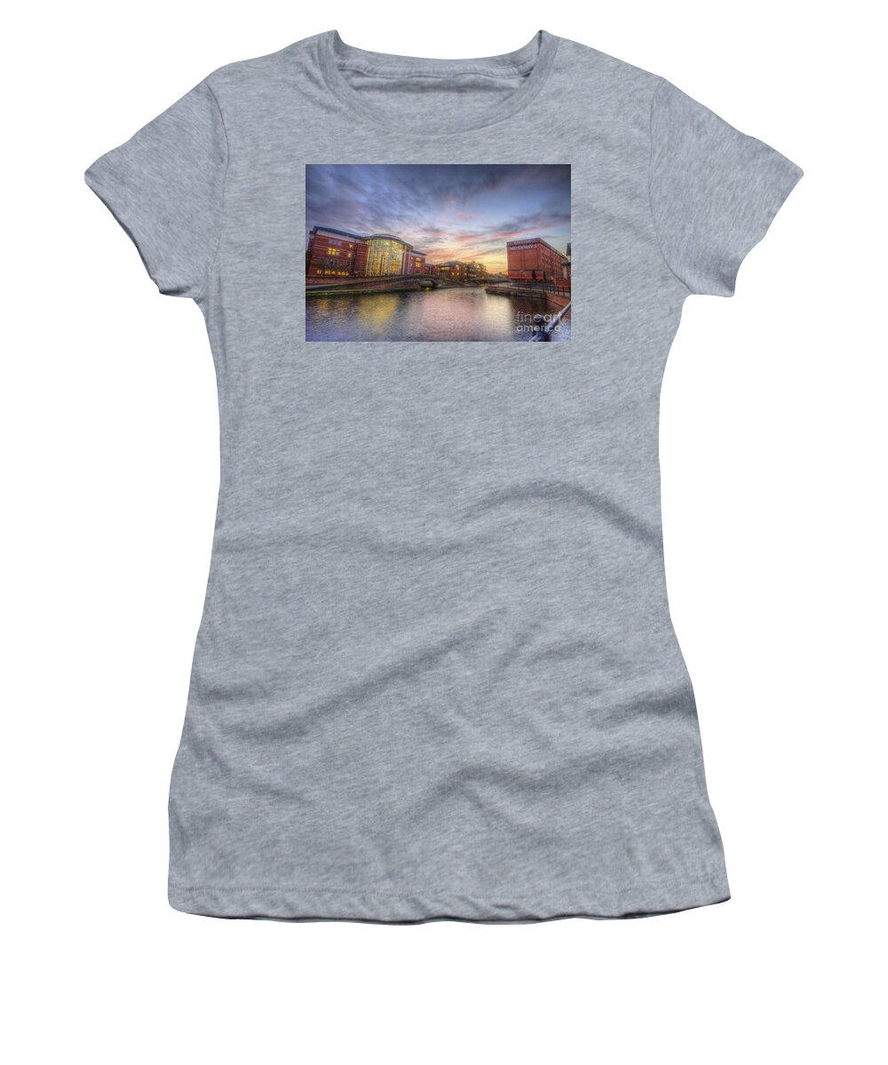 Yhun Suarez Women's T-Shirt featuring the photograph Nottingham Canal Sunset by Yhun Suarez