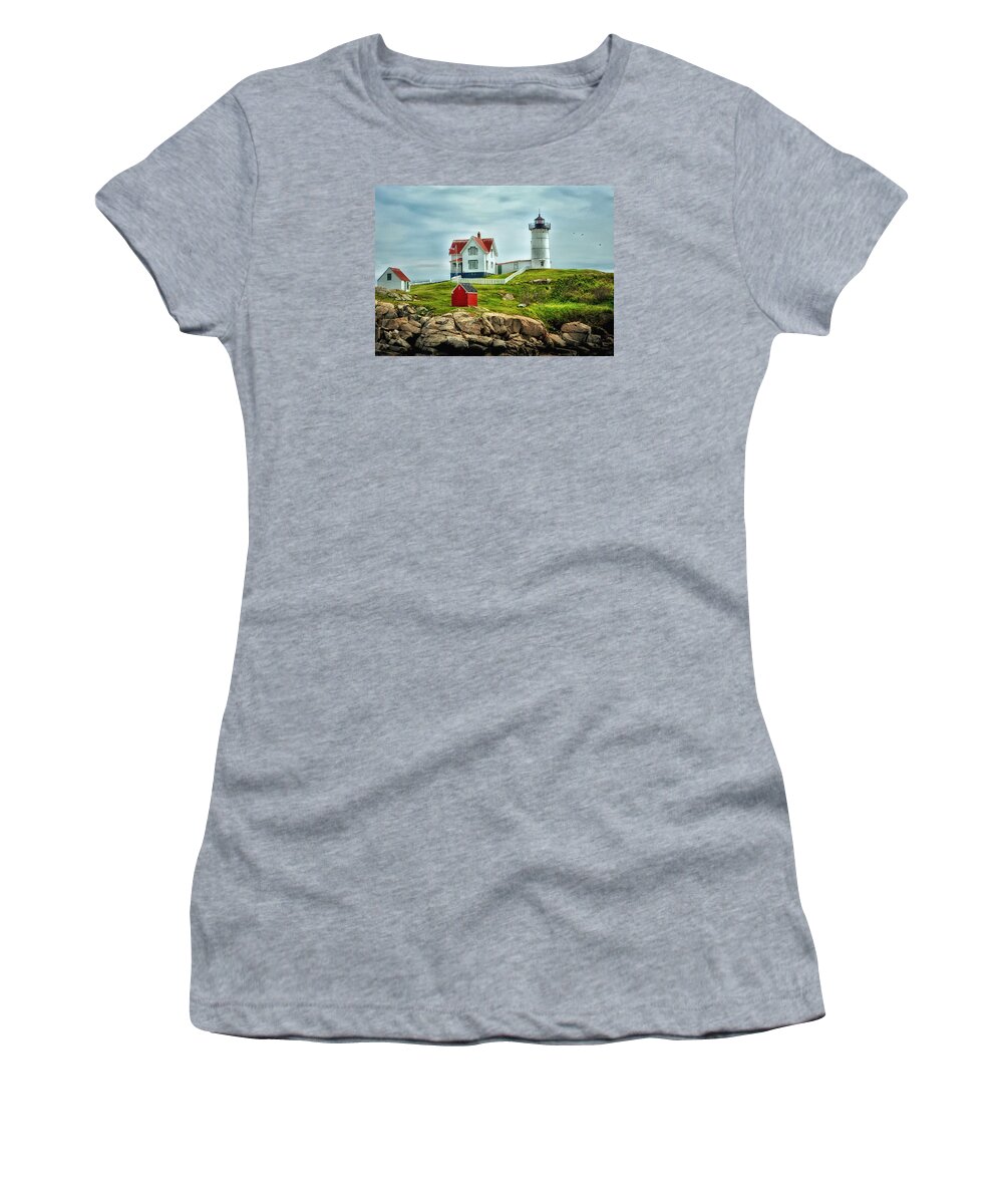 Nubble Women's T-Shirt featuring the photograph Nubble Lighthouse by Tricia Marchlik