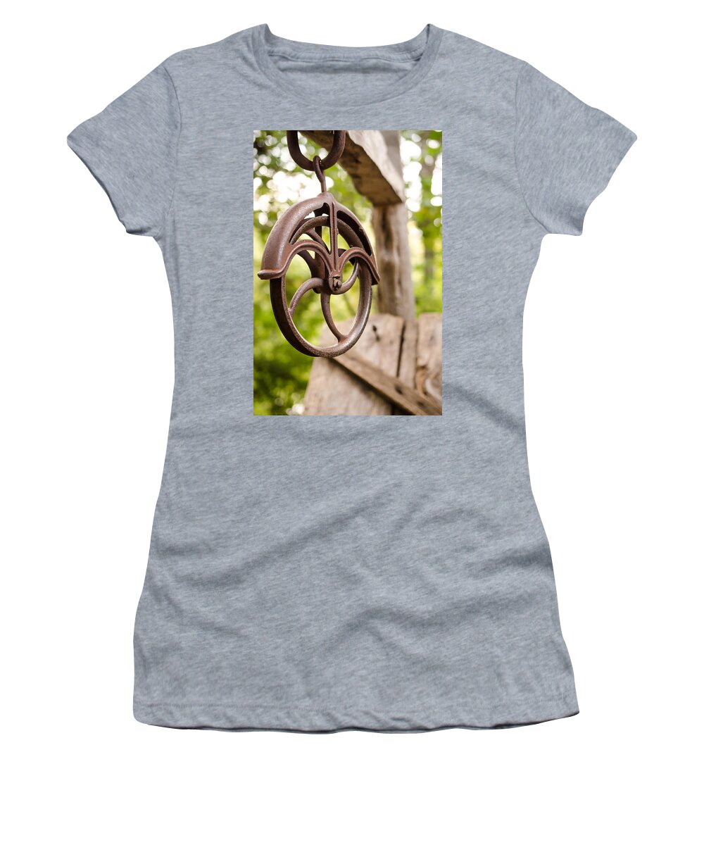 Old Pulley Women's T-Shirt featuring the photograph Old Well by Debbie Karnes