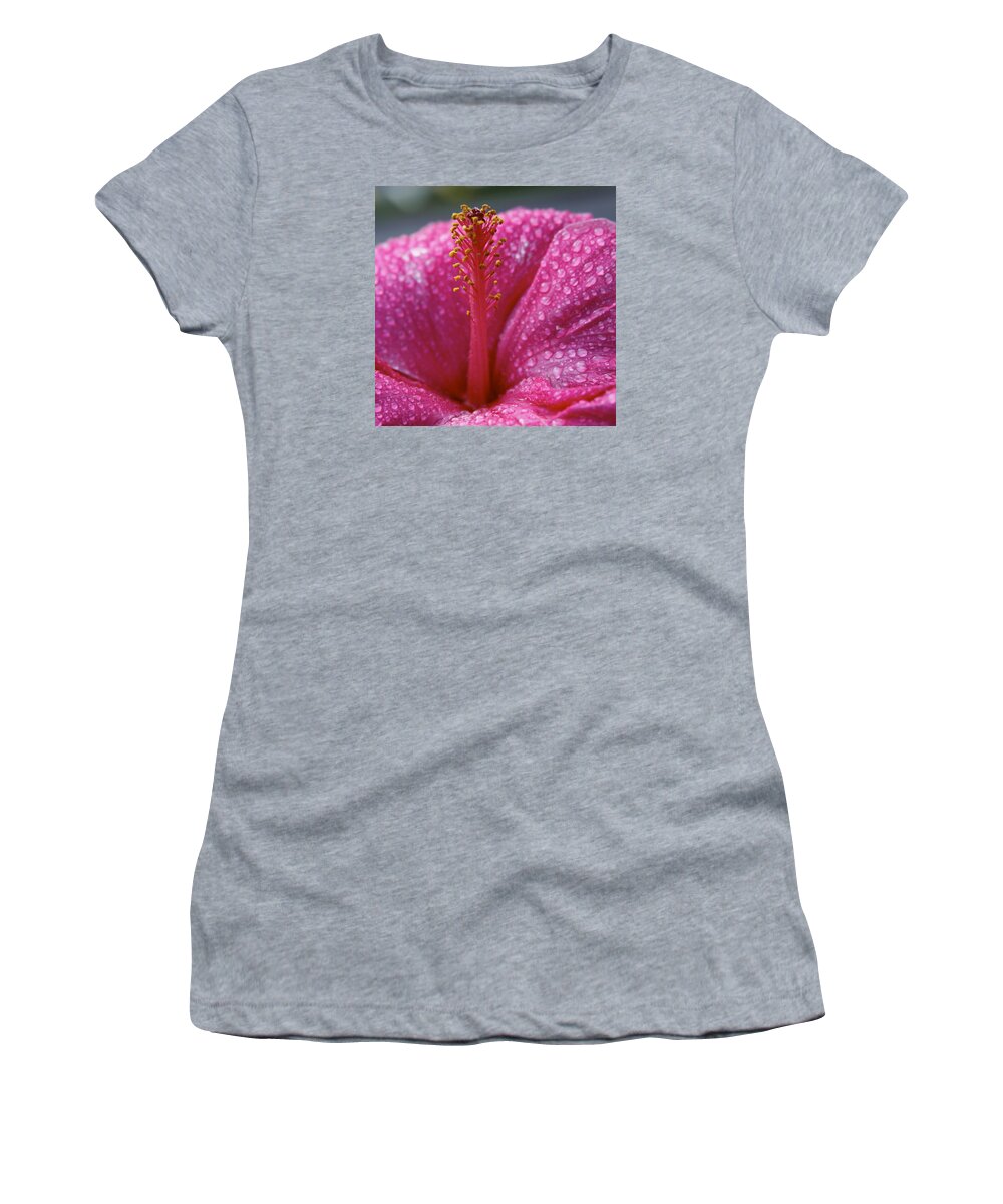 Hibiscus Women's T-Shirt featuring the photograph Passionate Pink Hibiscus by Karon Melillo DeVega