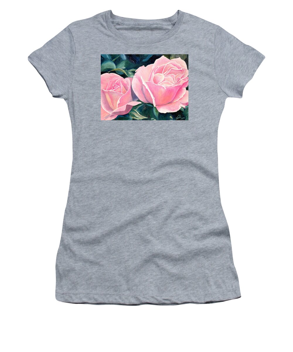 Rose Women's T-Shirt featuring the photograph Pink Roses by Renate Wesley