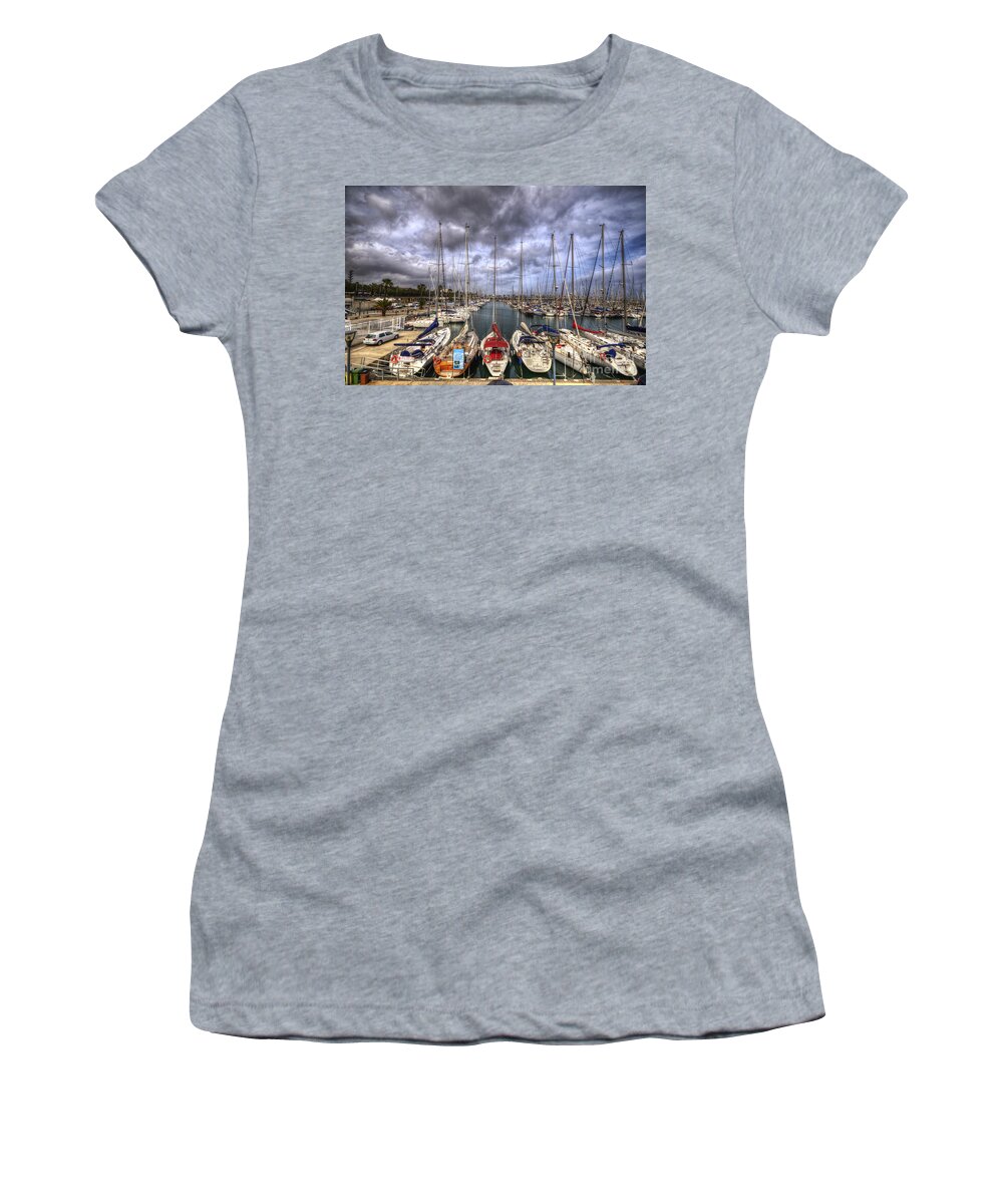 Yhun Suarez Women's T-Shirt featuring the photograph Port Olimpic by Yhun Suarez
