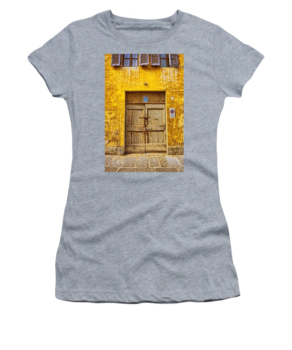 Door Women's T-Shirt featuring the photograph Porta di mistero No Parking by Fred J Lord