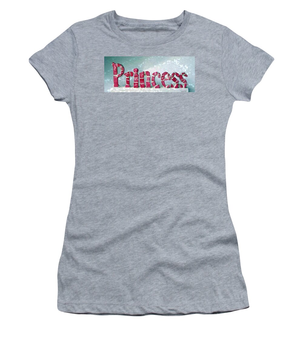 Princess Women's T-Shirt featuring the mixed media Princess Hearts by Cynthia Amaral