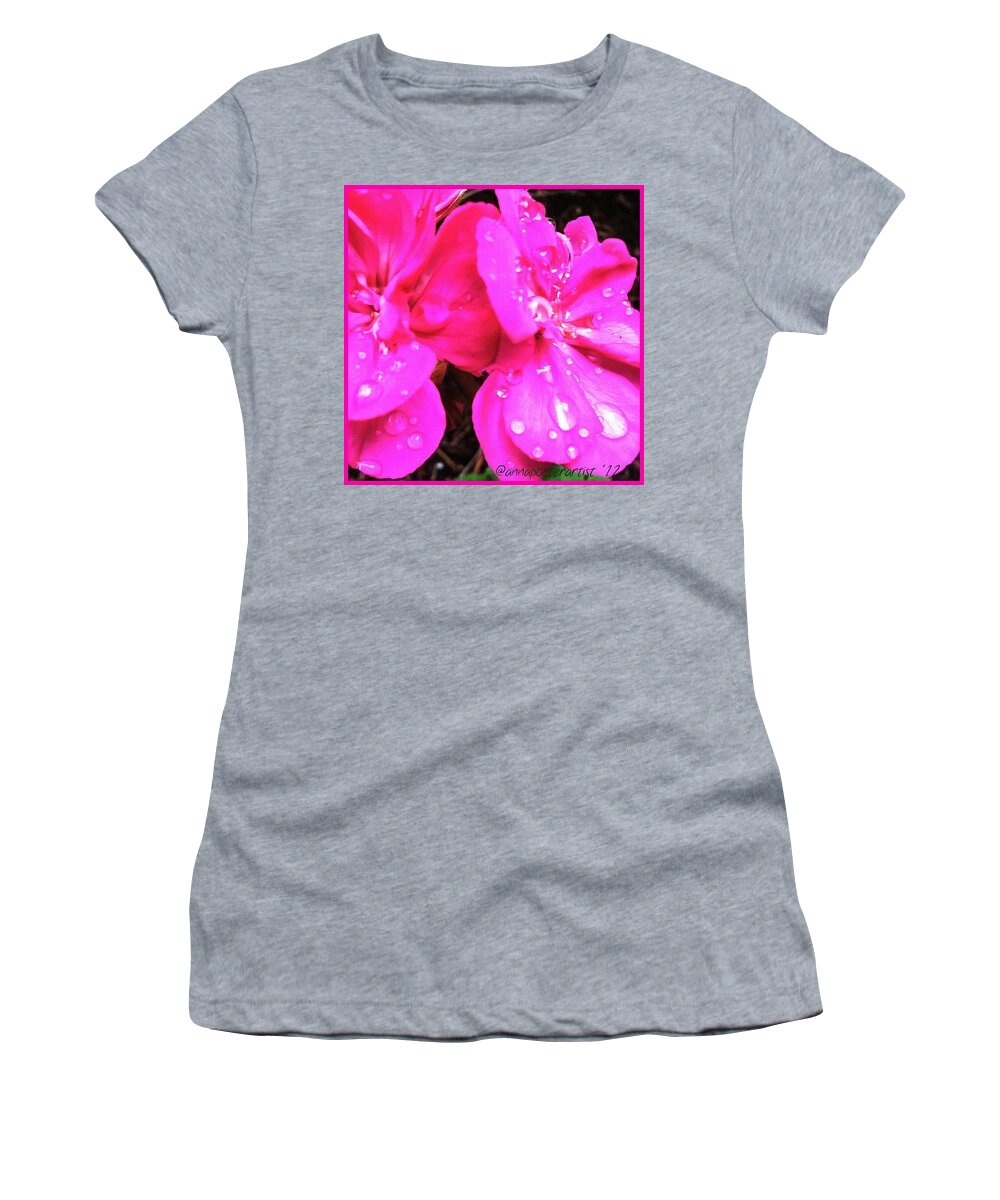 Flowersofinstagram Women's T-Shirt featuring the photograph Raindrops On Azalea Blossoms by Anna Porter