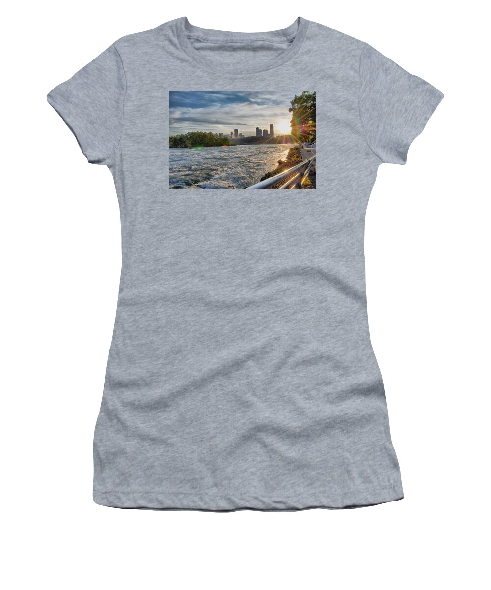  Women's T-Shirt featuring the photograph Rapids Sunset by Michael Frank Jr