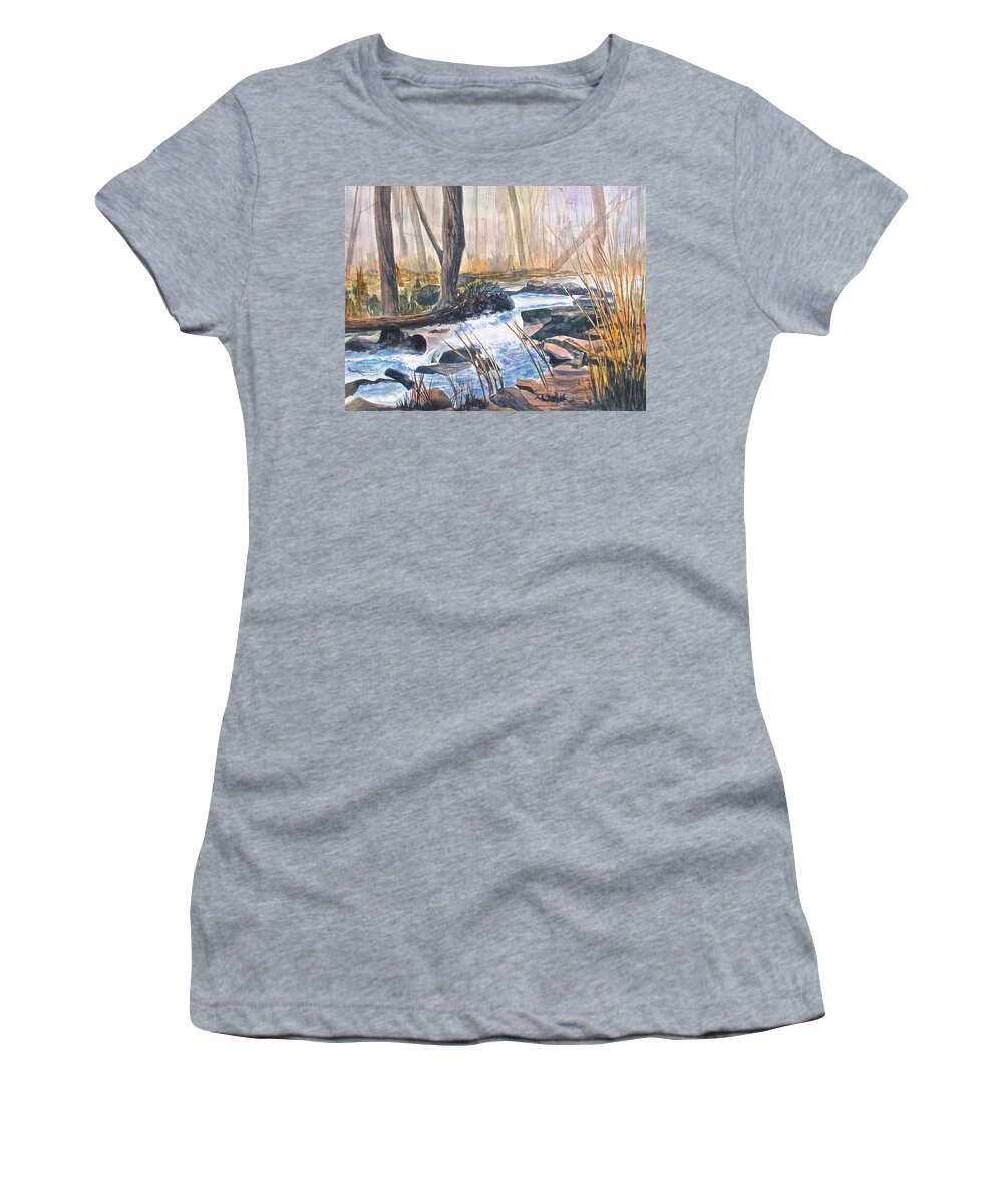 Colorado Women's T-Shirt featuring the painting River Rush by Frank SantAgata
