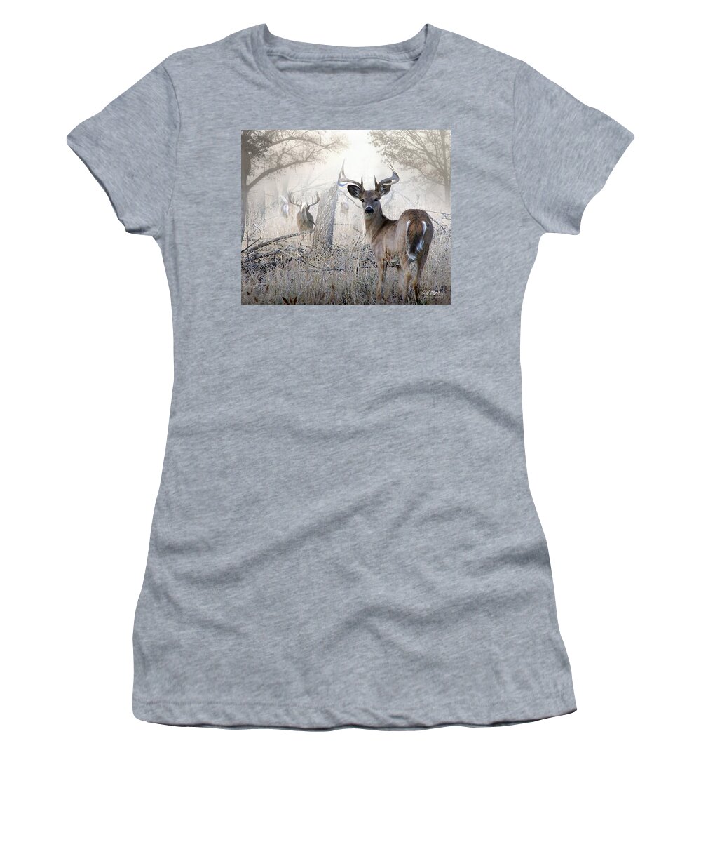 Deer Women's T-Shirt featuring the digital art Run by Bill Stephens