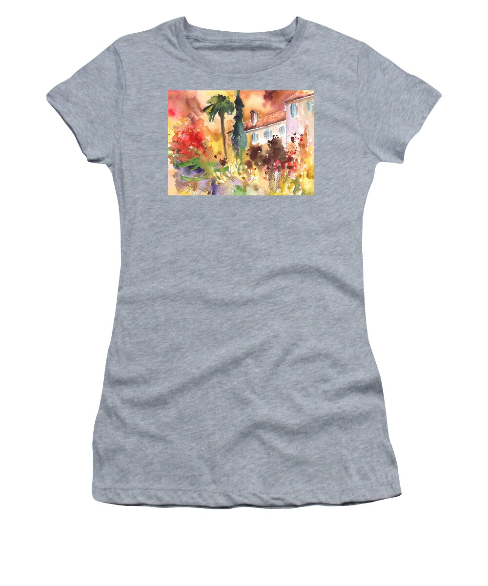 Travel Women's T-Shirt featuring the painting Saint Bertrand de Comminges 12 by Miki De Goodaboom