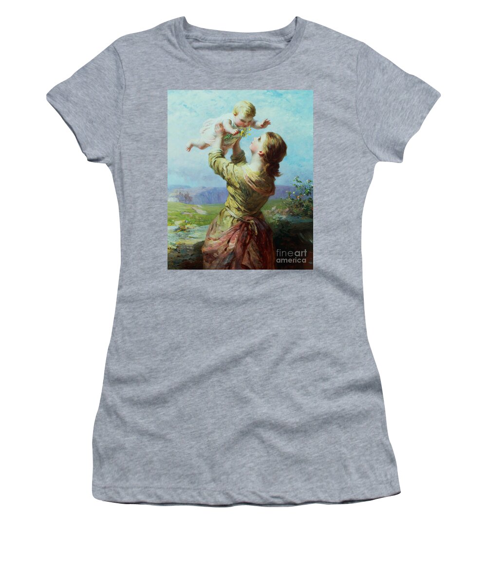 Mothers Day Card Women's T-Shirt featuring the painting She Looks and Looks and Still with New Delight by James John Hill
