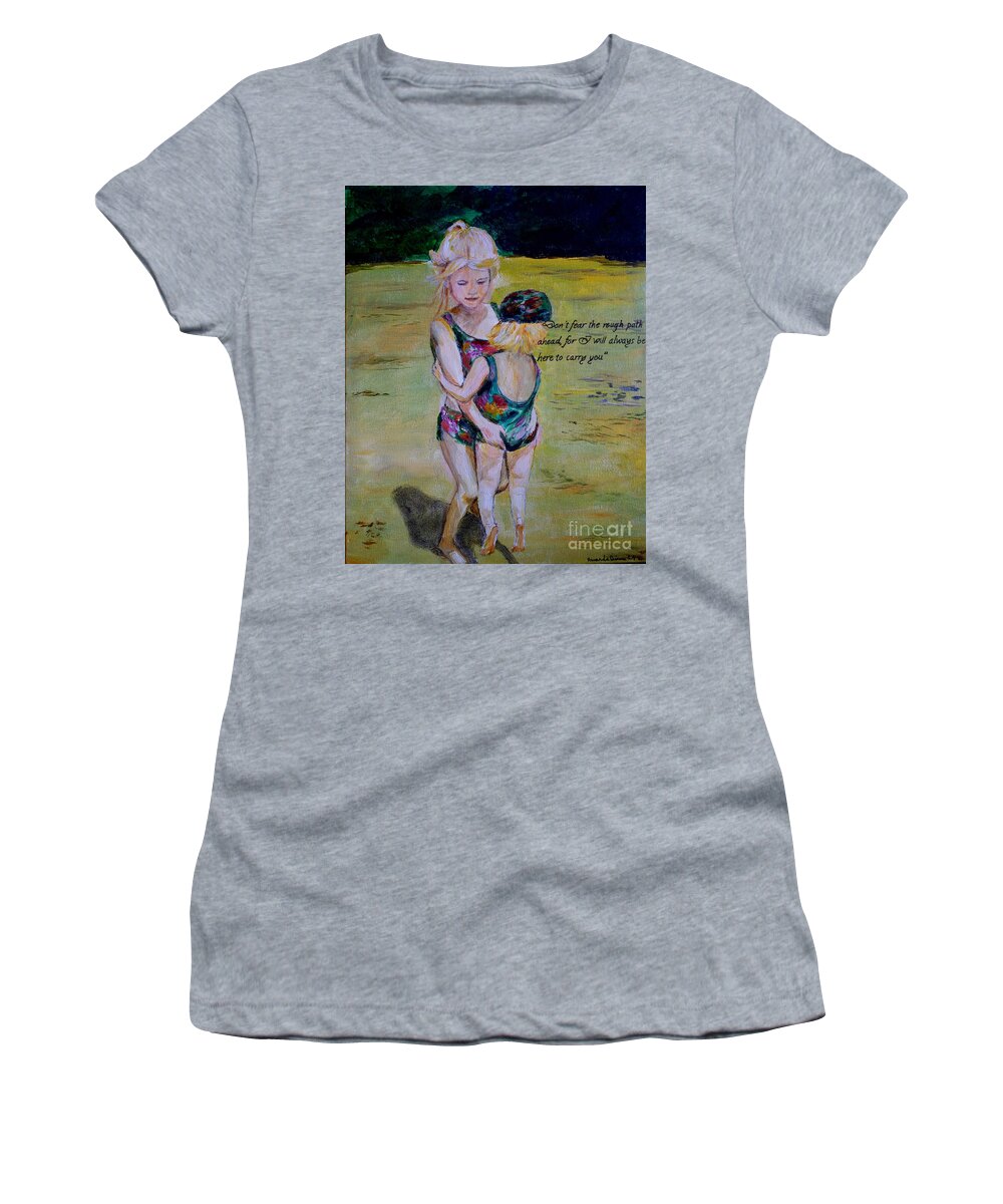 Sisters Women's T-Shirt featuring the painting Sisters by Amanda Dinan