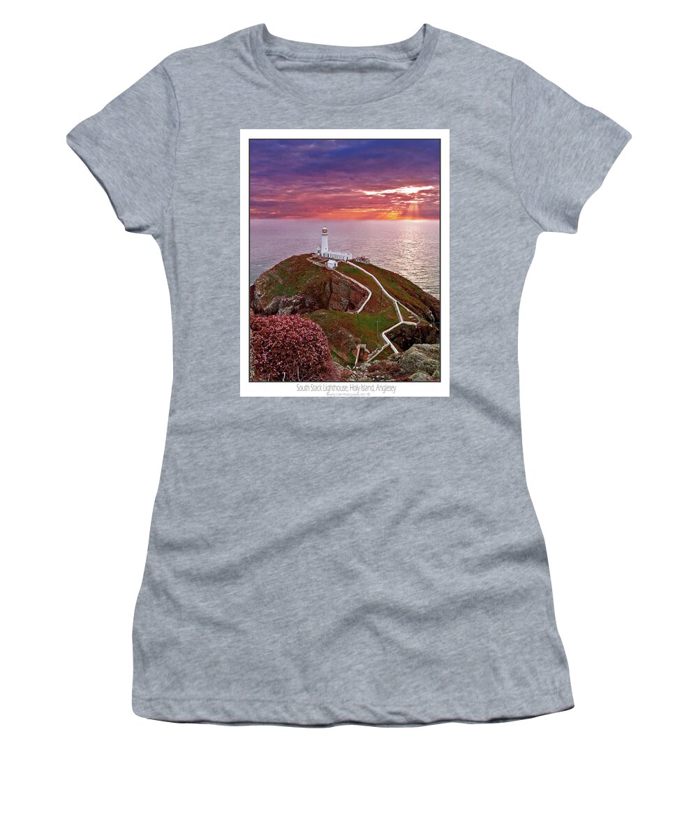 Sunset Women's T-Shirt featuring the photograph South Stack Lighthouse by B Cash