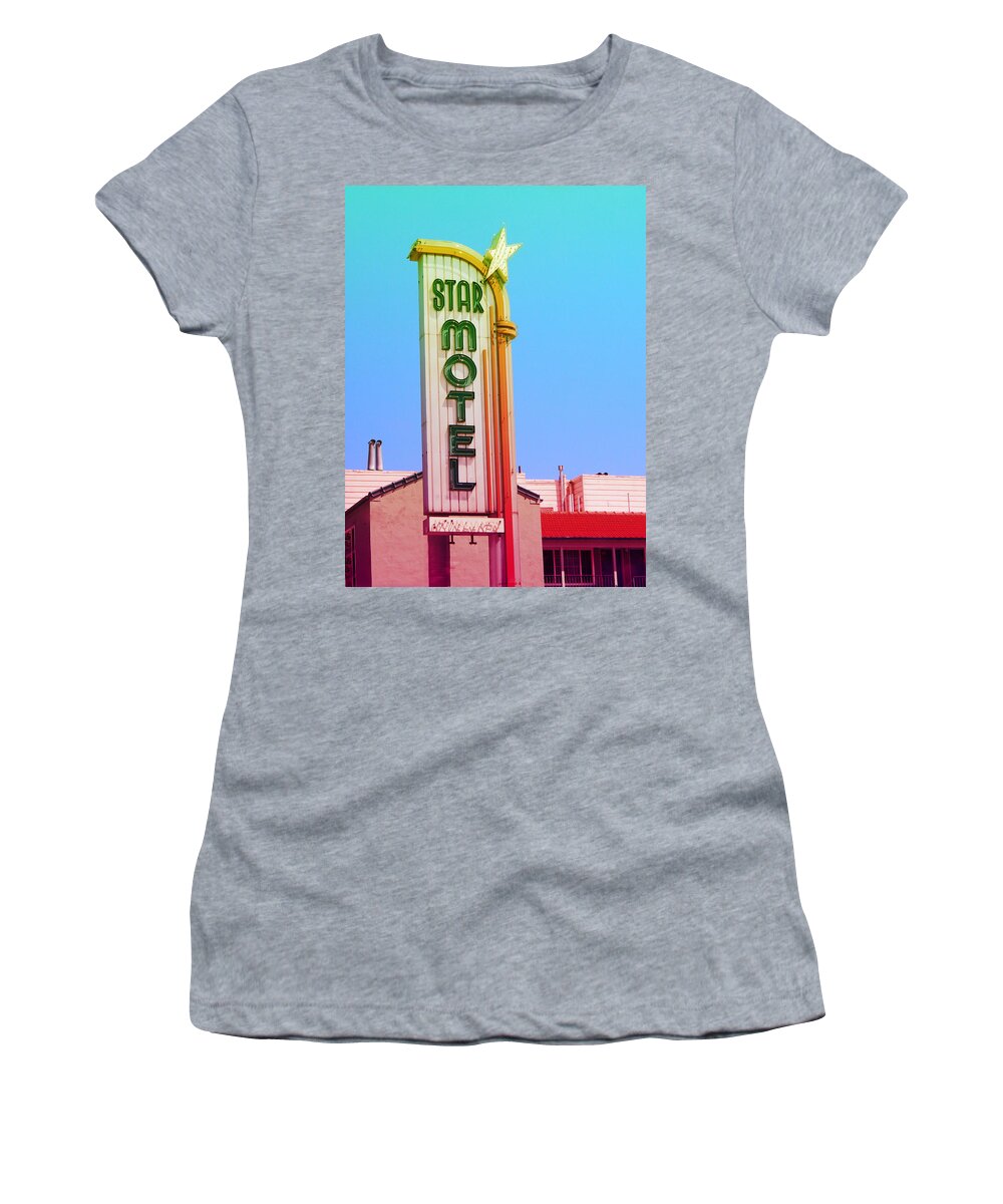 Signs Women's T-Shirt featuring the photograph Star Motel Retro Sign by Kathleen Grace