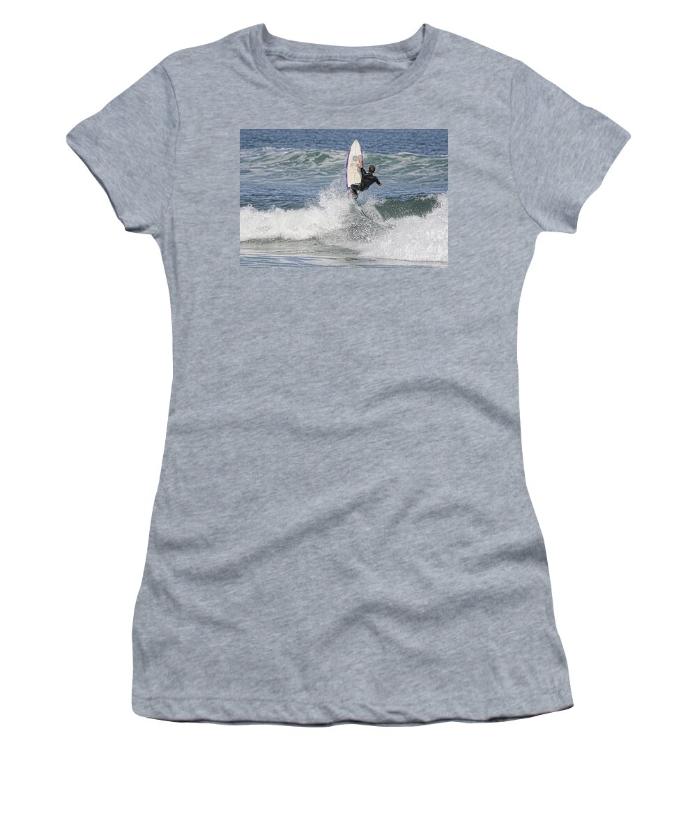 Surfer Women's T-Shirt featuring the photograph Staying On The Board by Deborah Benoit