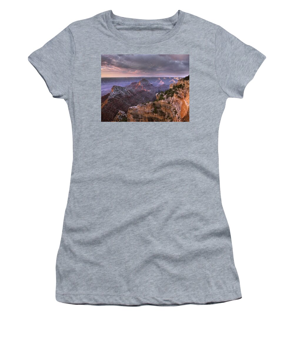00176719 Women's T-Shirt featuring the photograph Stormy Skies Over Vishnu Temple Grand by Tim Fitzharris