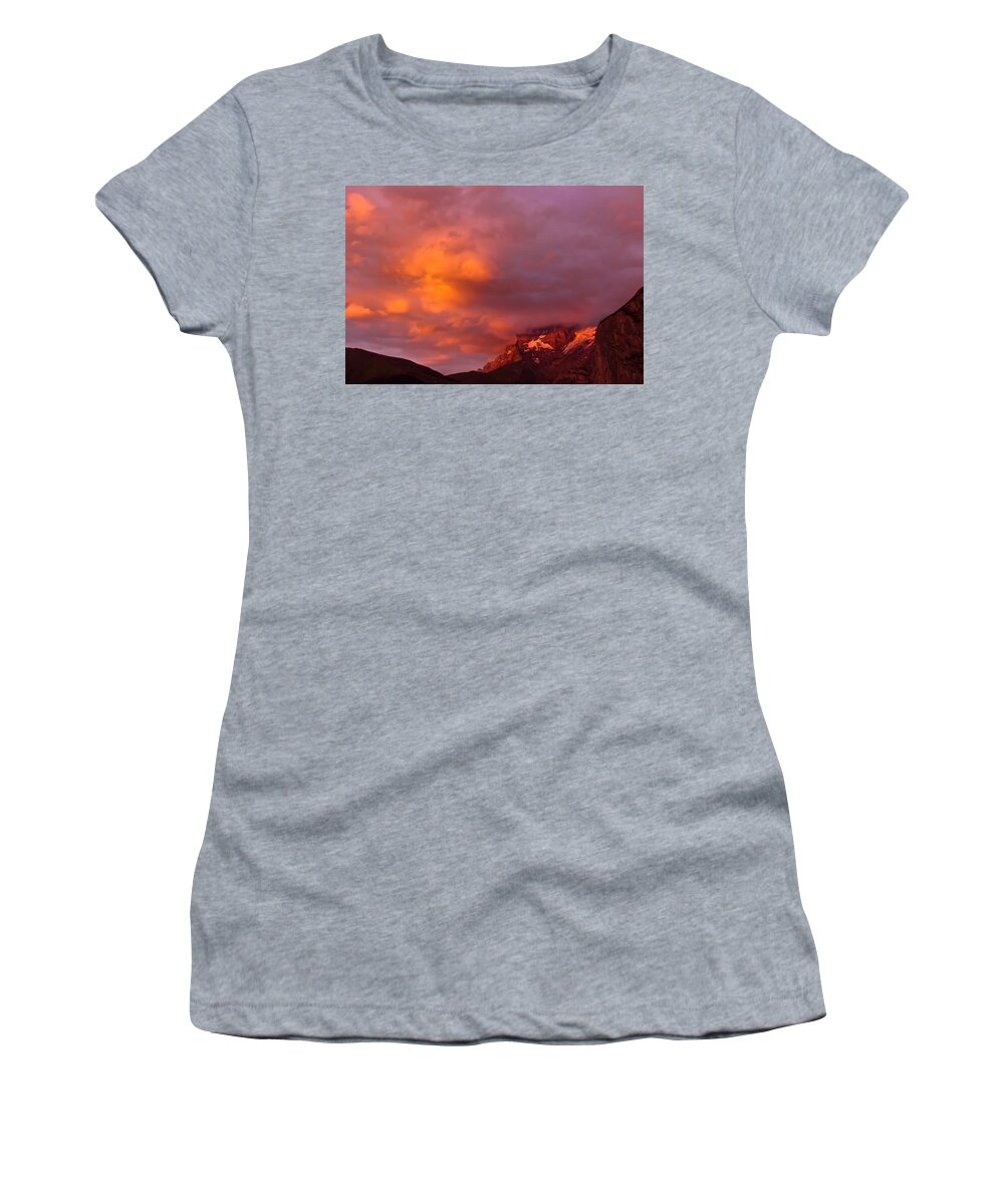 Sky Women's T-Shirt featuring the photograph Sunset Murren Switzerland by Tom and Pat Cory