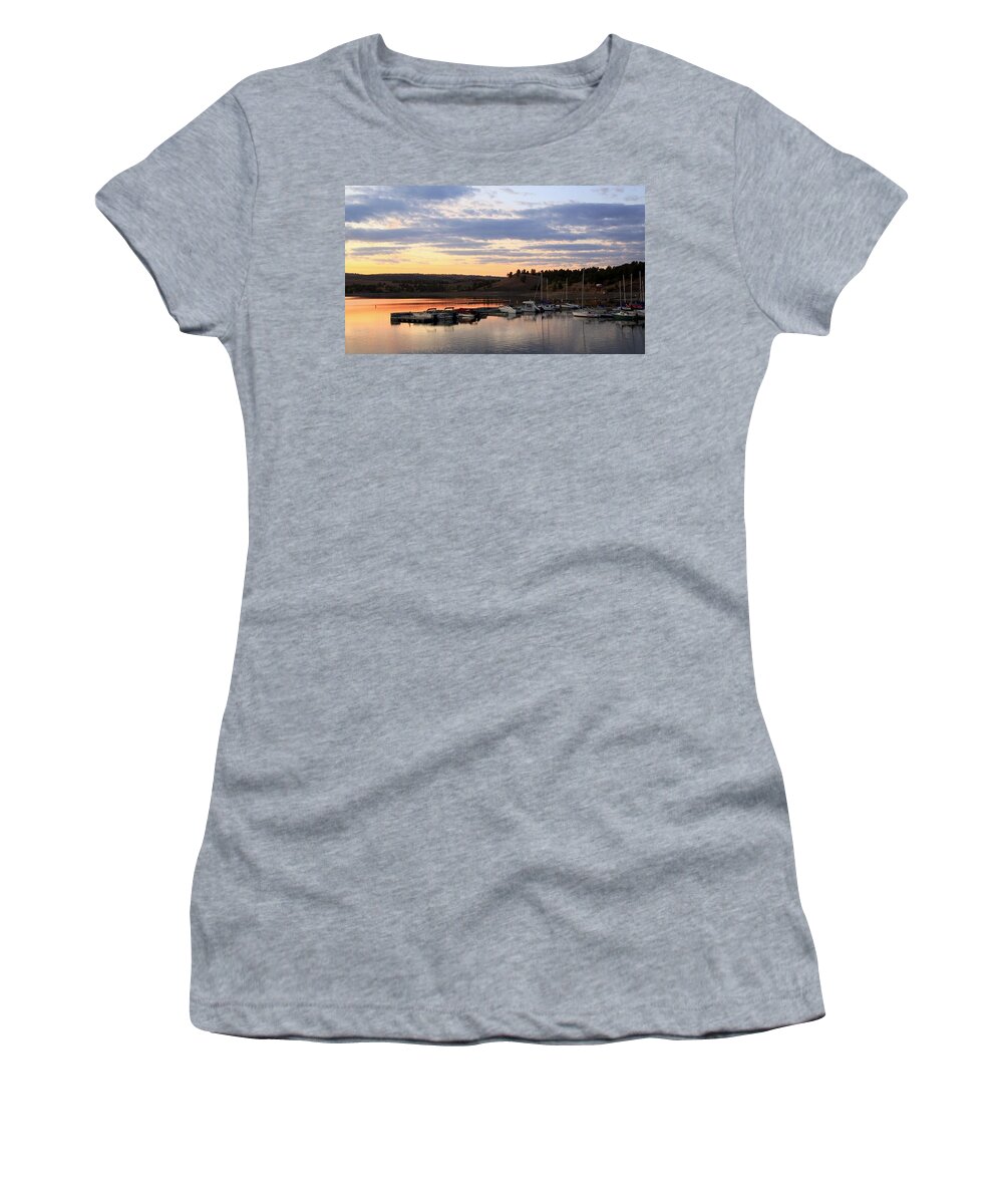 Landscape Women's T-Shirt featuring the photograph Sunset on the Lake by Donald J Gray
