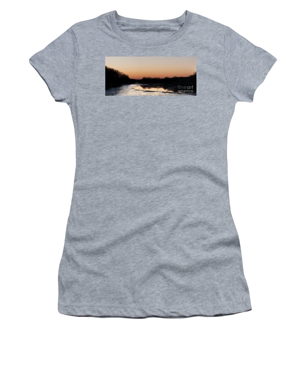Sunset Women's T-Shirt featuring the photograph Sunset over the Republican River by Art Whitton