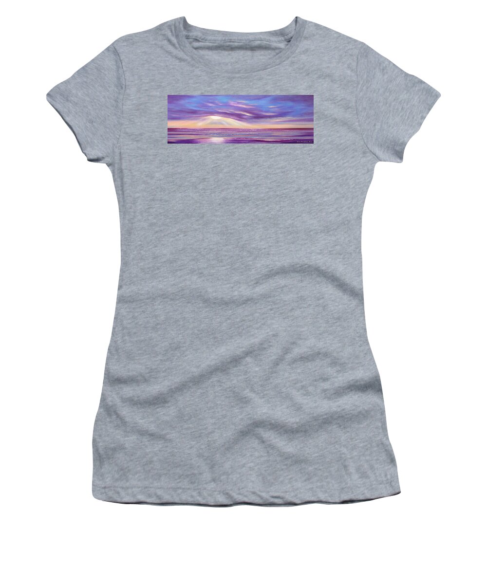 Sunset Women's T-Shirt featuring the painting Sunset Spectacular - Panoramic Sunset by Gina De Gorna