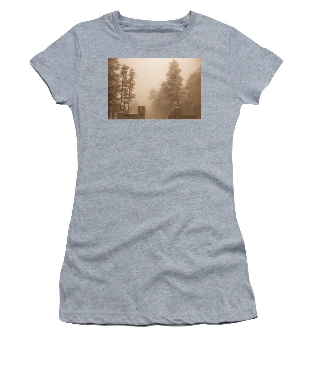 Building Women's T-Shirt featuring the photograph The Fog by Shannon Harrington