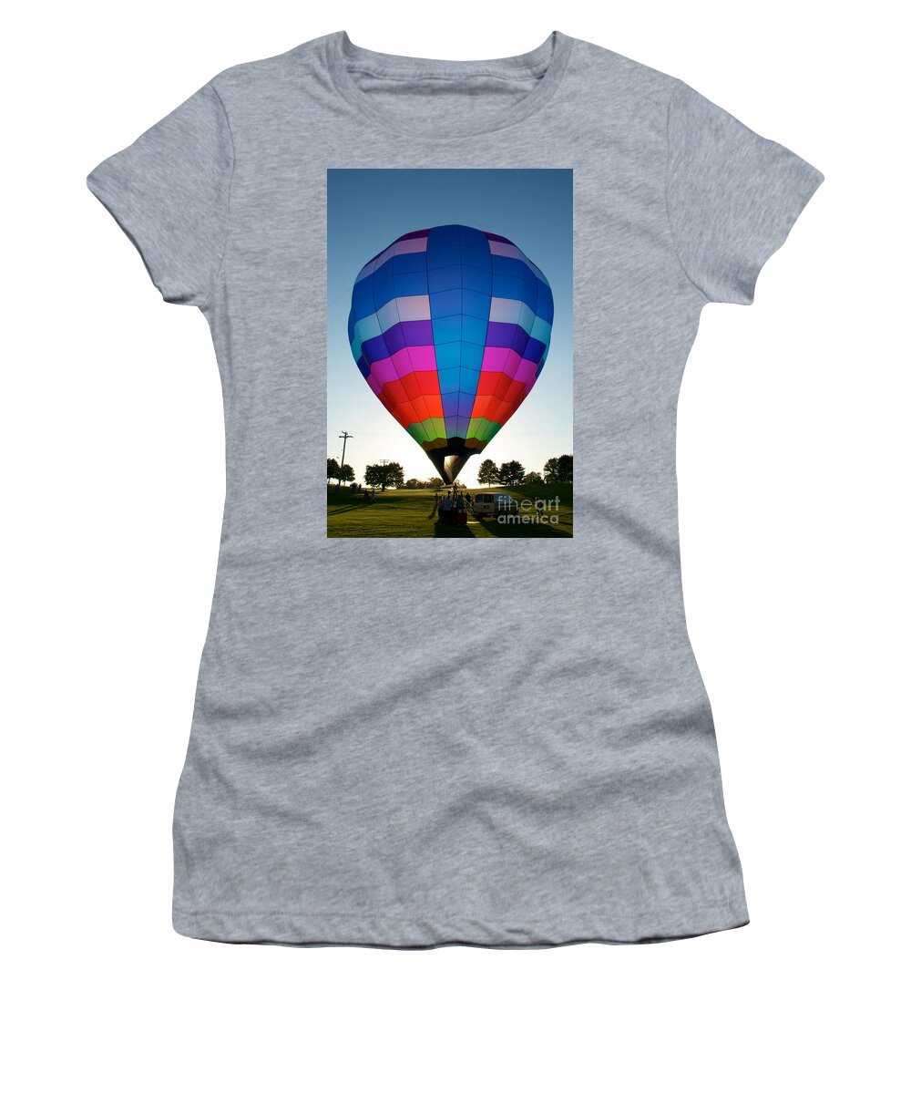 Hot Air Balloons Women's T-Shirt featuring the photograph The Glow Behind 3 by Mark Dodd
