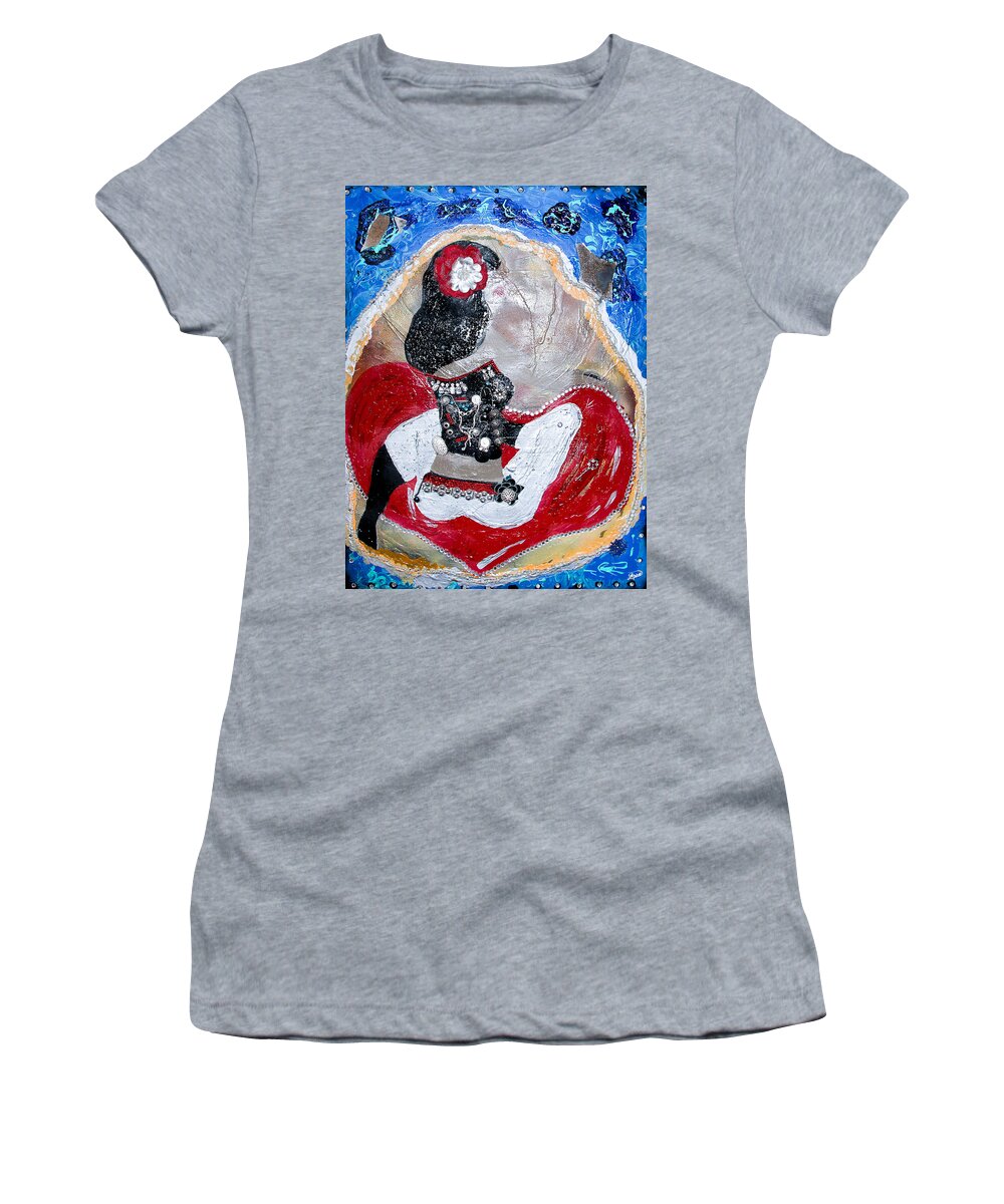 Art Marketing Women's T-Shirt featuring the mixed media The Key to my he-Art by Artista Elisabet